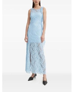 Résumé Robe Courte À Haut En Dentelle - Bleu