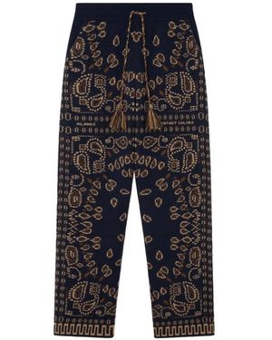 Alanui Bandana-Jacquard Wool Pants - Gray