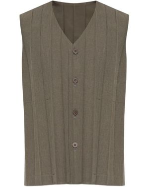 Homme Plissé Issey Miyake Button Pleated Vest - Green