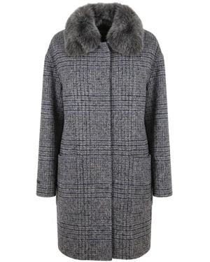 Manzoni 24 Checked Single-Breasted Coat - Grey