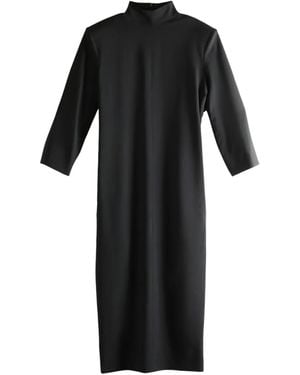 Calvin Klein High-Neck Three-Quarter Sleeve Dress - Black