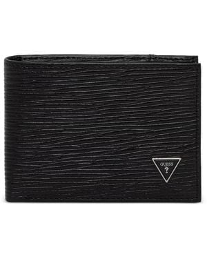 Guess Milano Logo-Plaque Textured Wallet - Black