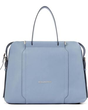 Piquadro Sac Pour Ordinateur Portable En Cuir - Blue