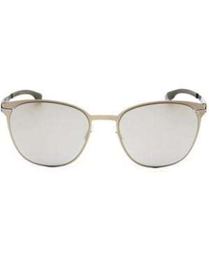 Ic! Berlin Andrea Round-Frame Mirrored Sunglasses - Metallic