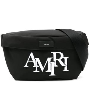 Amiri Staggered Logo-Embroidered Belt Bag - Black