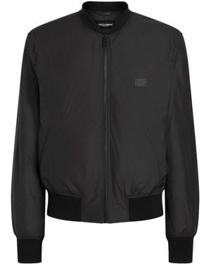 Dolce & Gabbana Logo-Plaque Bomber Jacket - Black