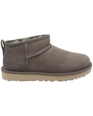 UGG Classic Ultra Mini Round-Toe Logo Ankle Boots - Brown