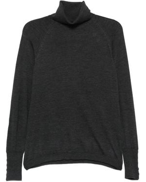 Alpha Studio Button-Cuff Roll-Neck Sweater - Black