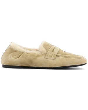 Guglielmo Rotta Shearling-Lined Suede Loafers - White