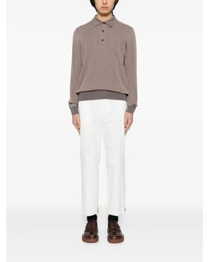 Brioni Waffle-Knit Polo Shirt - White