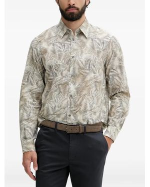 ARMANI EXCHANGE Leaf-Print Long-Sleeved Shirt - Grey