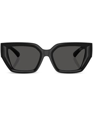 Burberry Geometric-Frame Logo-Plaque Sunglasses - Black