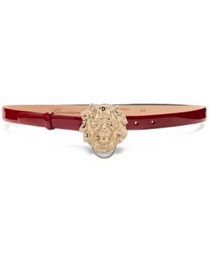 Blumarine Lion-Head Patent Leather Belt - Pink