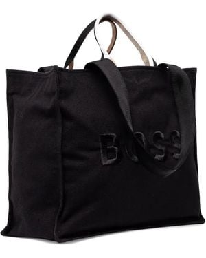 BOSS Logo-Embroidered Tote Bag - Black