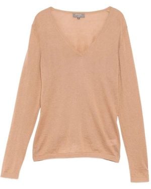 N.Peal Cashmere Imogen V-Neck Top - Natural