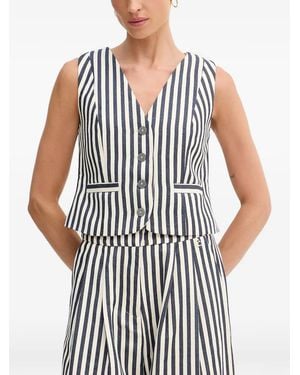 Lola Casademunt Striped Button-Up Vest - Blue