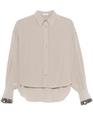 Brunello Cucinelli スパンコール シルクシャツ - ホワイト