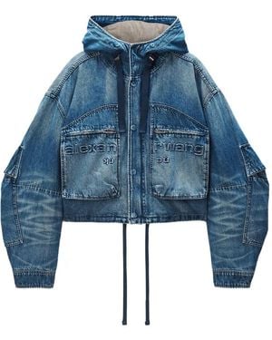 Alexander Wang Hooded Cargo Cropped Jacket - Blue