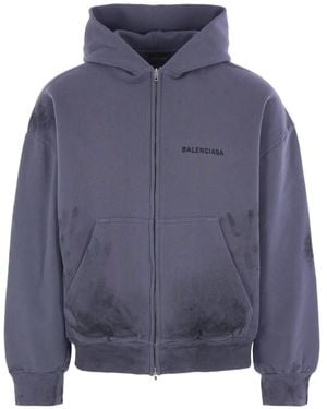 Balenciaga Felpa Con Cappuccio - Blu