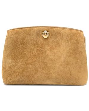 Liffner Push-Lock Suede Clutch Bag - Natural