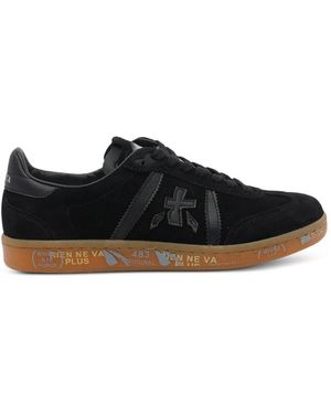Premiata Bonnie 8199 Round-Toe Suede Trainers - Black