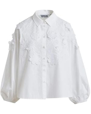 Essentiel Antwerp Embroidered Balloon-Sleeve Shirt - White