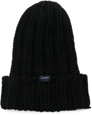 Woolrich Bonnet En Laine À Maille Épaisse - Black