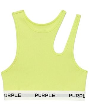 Purple Brand Cut-Out Cropped Top - Yellow