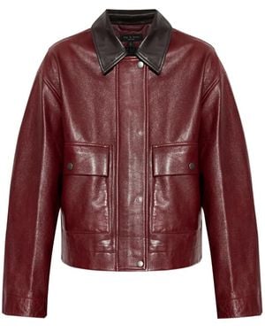 Rag & Bone Flap-Pocket Leather Jacket - Red