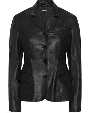 ROTATE BIRGER CHRISTENSEN Fitted Leather Blazer - Black