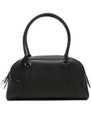 The Row Small E/W India Grained Leather Tote Bag - Black