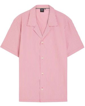 BOSS Chemise Rayée À Col Officier - Pink