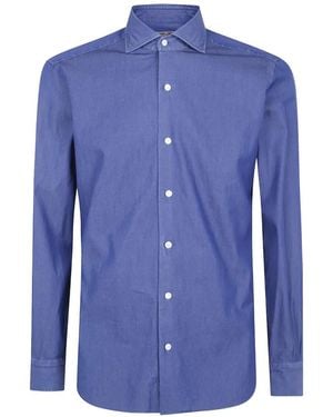 Barba Napoli Spread-Collar Button-Up Shirt - Blue