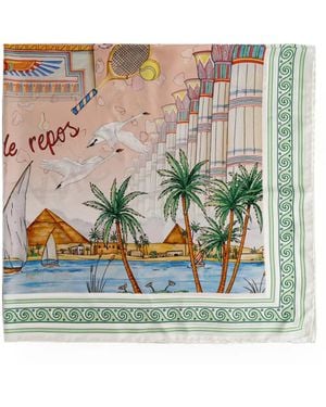 CASABLANCA Graphic-Print Silk Scarf - Grey