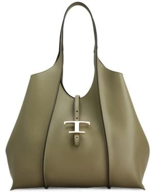 Tod's Bolso Shopper T Timeless Mediano De Piel - Verde