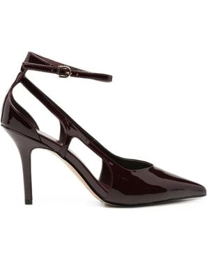 SERGIO MORETTI FIRENZE Patent-Finish Ankle-Strap Court Shoes - White