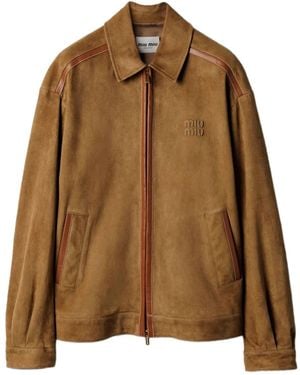 Miu Miu Suede Jacket - Brown