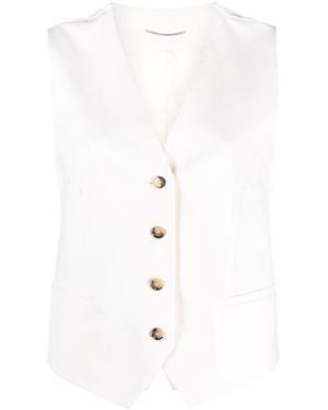 PT Torino V-Neck Tailored Waistcoat - White