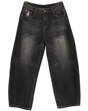 Kidsuper Graphic-Print Wide-Leg Jeans - Grey