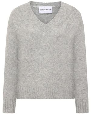 EMERSON RENALDI V-Neck Knitted Sweater - Gray