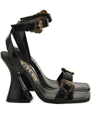 Versace Jeans Couture Sandales À Talon Sculpté - Noir