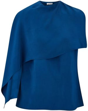 Ferragamo Viscose Top With Cape Detail - Blue