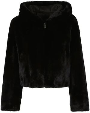 Pinko Faux-Fur Hooded Jacket - Black