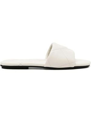 Emporio Armani Eagle-Motif Quilted Sandals - White