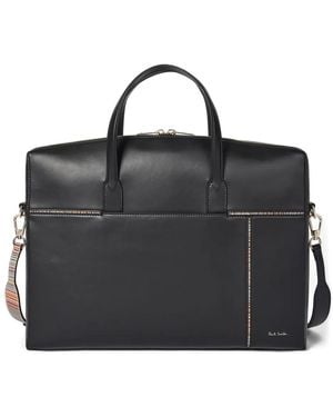 Paul Smith Zip-Top Multi-Stripe Laptop Bag - Black