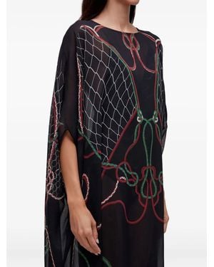 Osklen Rope-Print Kaftan Dress - Black
