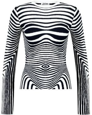 Jean Paul Gaultier Morphing Stripes Trui Met Ronde Hals - Blauw