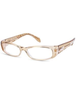 McQueen Bird-Motif Rectangle-Frame Glasses - Natural