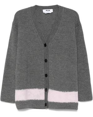 MSGM Ribgebreid Vest Met Knoop - Grijs