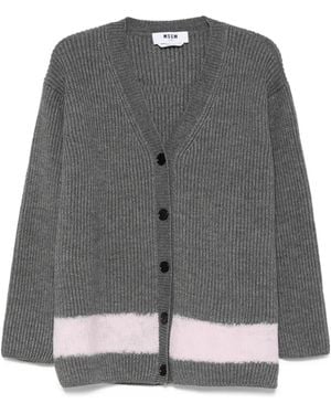 MSGM Ribbed-Knit Button Cardigan - Gray